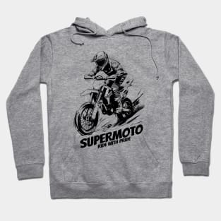 tshirt supermoto design with lettering ride with pride Hoodie